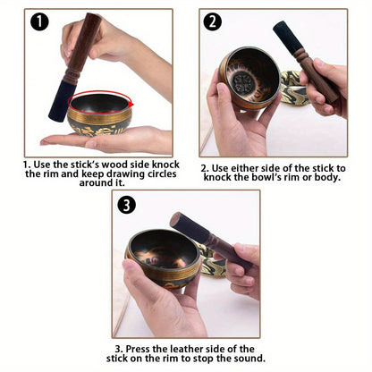 Singing Bowl Set, 3. 15 Inch Sound Bowl Meditation Bowl Meditation Sound Bowl Handcrafted In Nepal for Healing And Mindfulness