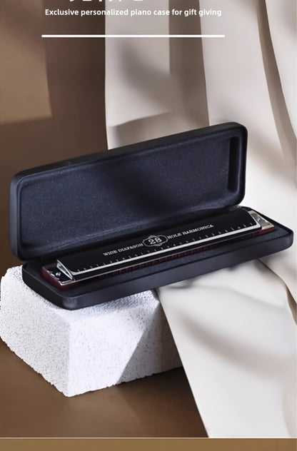 Blues Harmonica, 28-Hole, Professional, Black/ for Blues Practice