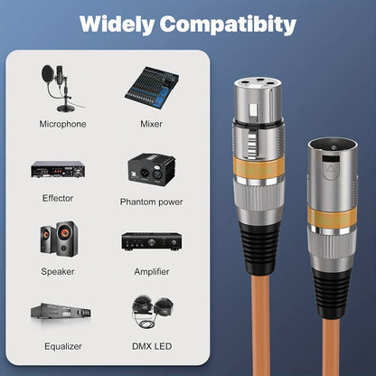 4 QIDUOHAO XLR Microphone Cables: 6ft/20ft/15ft. DMX Cable, XLR Female to XLR Male, Suitable for Microphones and Broadcasting. Made of Oxygen-free Copper, for Vlogging and Recording Content. PVC Jacket. for Halloween and Christmas