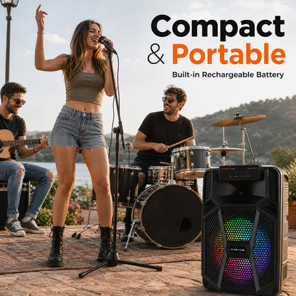 Portable PA Speaker, 10m, RGB, Remote Control, System, Wireless for Parties and Karaoke