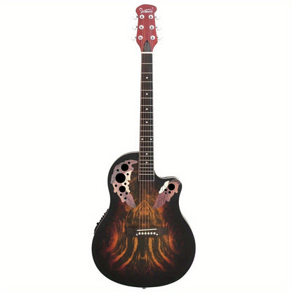 41 Inch Full-Size Cutaway Acoustic-Electric Guitar Grape Voice Hole Spruce Top Round Back Sunset Color detail image - detail view 4