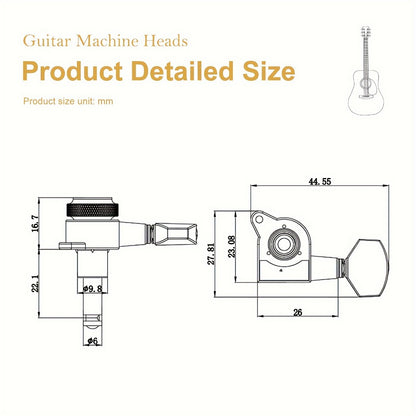 Guitar Tuning Peg Set, 6pcs, 6 pcs, SAPHUE, Premium for Replacing Guitar Tuning Hardware