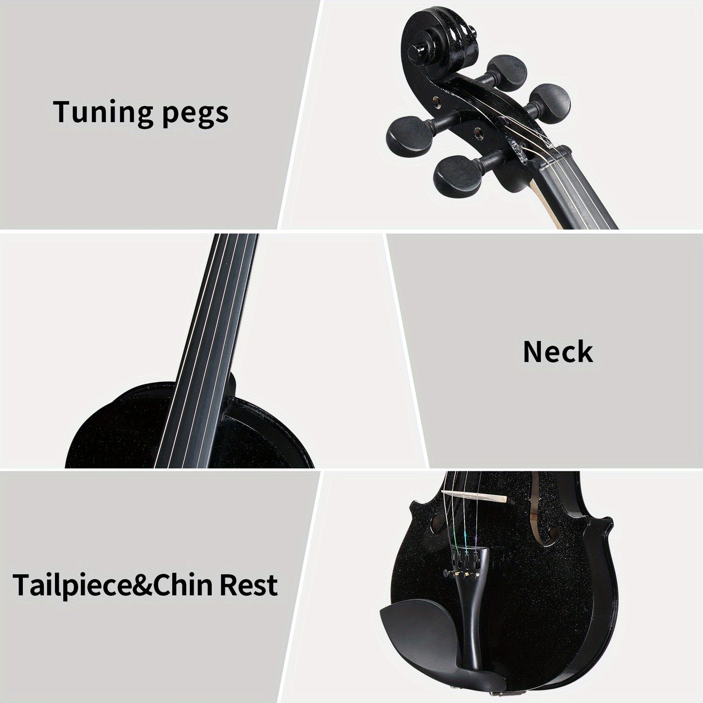 Full Size 4/ 4 Violin Set for Adults Beginners Students with Hard Case, Violin Bow, Shoulder Rest, Extra Strings and Sordine