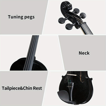 Full Size 4/ 4 Violin Set for Adults Beginners Students with Hard Case, Violin Bow, Shoulder Rest, Extra Strings and Sordine