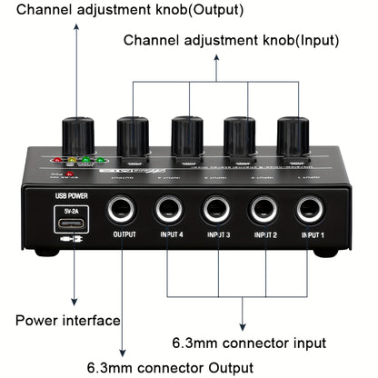 4 6 8 Channel USB Mixer Interface Expander Featuring Noise Reduction for Converting Mono to Stereo Output
