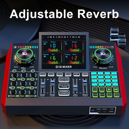 G10 Professional Podcast Influencer KOL Singing Gaming DJ Mixing Station Controller Equipment Studio Professional Recording Electronic Music Mixer Power Karaoke Machine Available Dynamic Condenser Wireless Microphone Portable Microfono