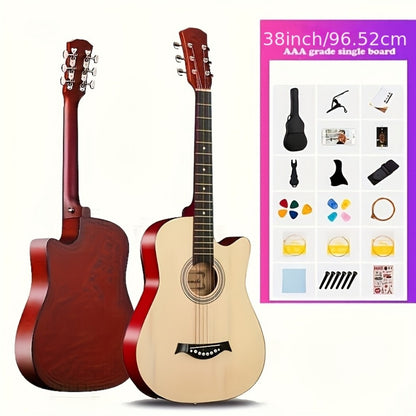 38-Inch Cutaway Acoustic Guitar Kit with Nylon Strings and Gig Bag