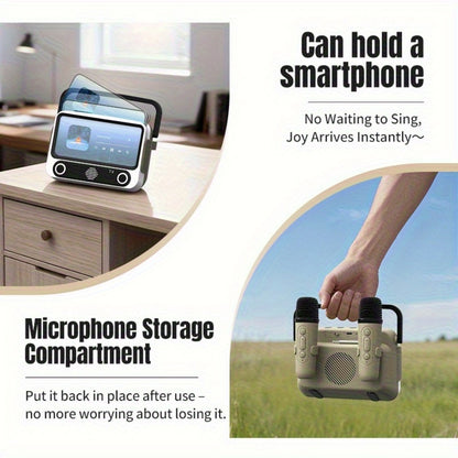 Portable PA Speaker, White, Wireless, USB-C, Karaoke, Machine for Parties and Karaoke