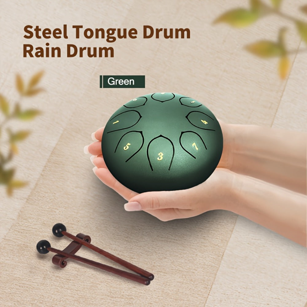 Steel Tongue Drum, 8-Inch 11-Tone Set with Bag, Mallets and Music Book