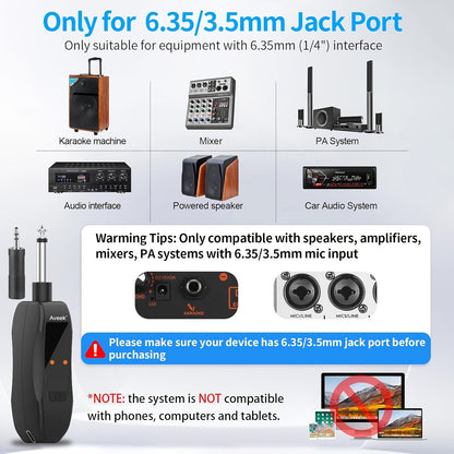 Rechargeable Wireless Microphones, Aveek Karaoke Handheld Microphone with Receiver, Microphones for Singing, Karaoke Machines, DJ, Party, Church, Wedding, Speech Wireless Microphones for Karaoke