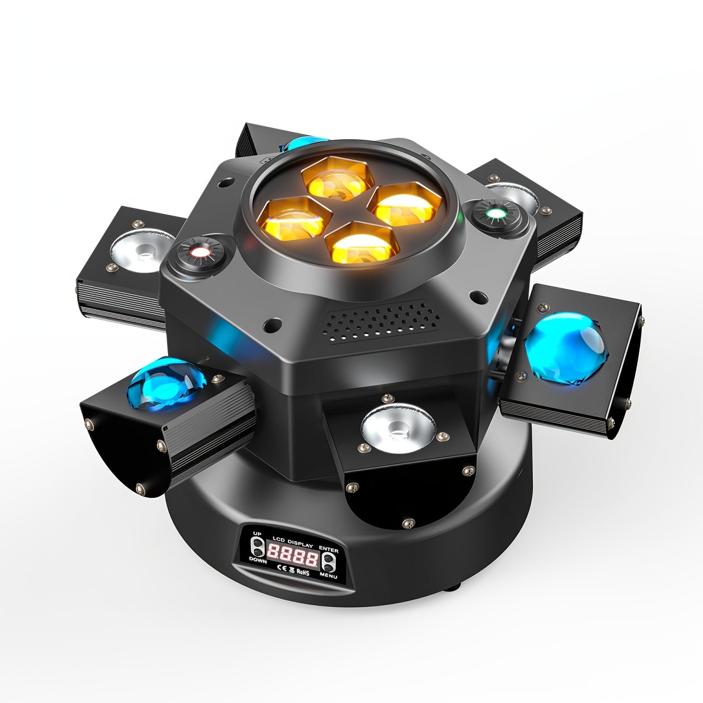 [Wedding DJ Stage] 200W Bee Eye RGBW LED Rotating Stage Beam Light DJ Stage Effect Party Beam Disco Lights for Show Bar Wedding DJ Stage Moving Head Lights