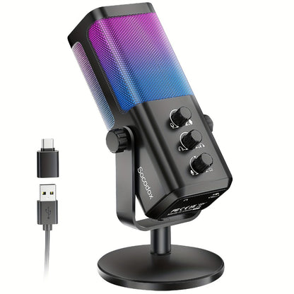 Recording Microphone, RGB, USB, Gaming, Game for Recording and Streaming