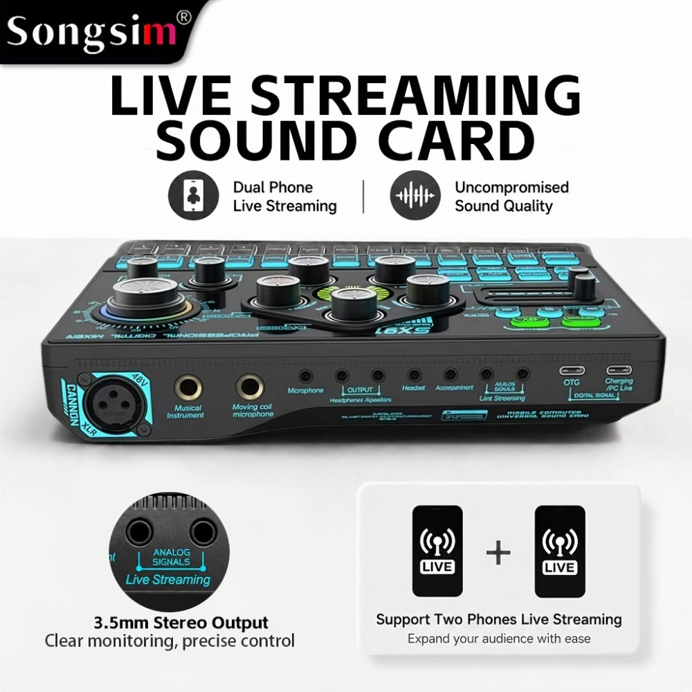 Audio Mixer, RGB, USB, Professional, Console for Live Sound for Home Practice, Rehearsal