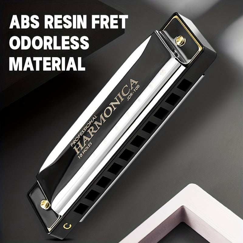 Professional Blues Harmonica 10 Hole C-Key Blues Harmonica, Comes with Hard Box, Suitable As a Gift for Beginners, Students, Adults, And Professionals, Comes with a Sanrio Sticker