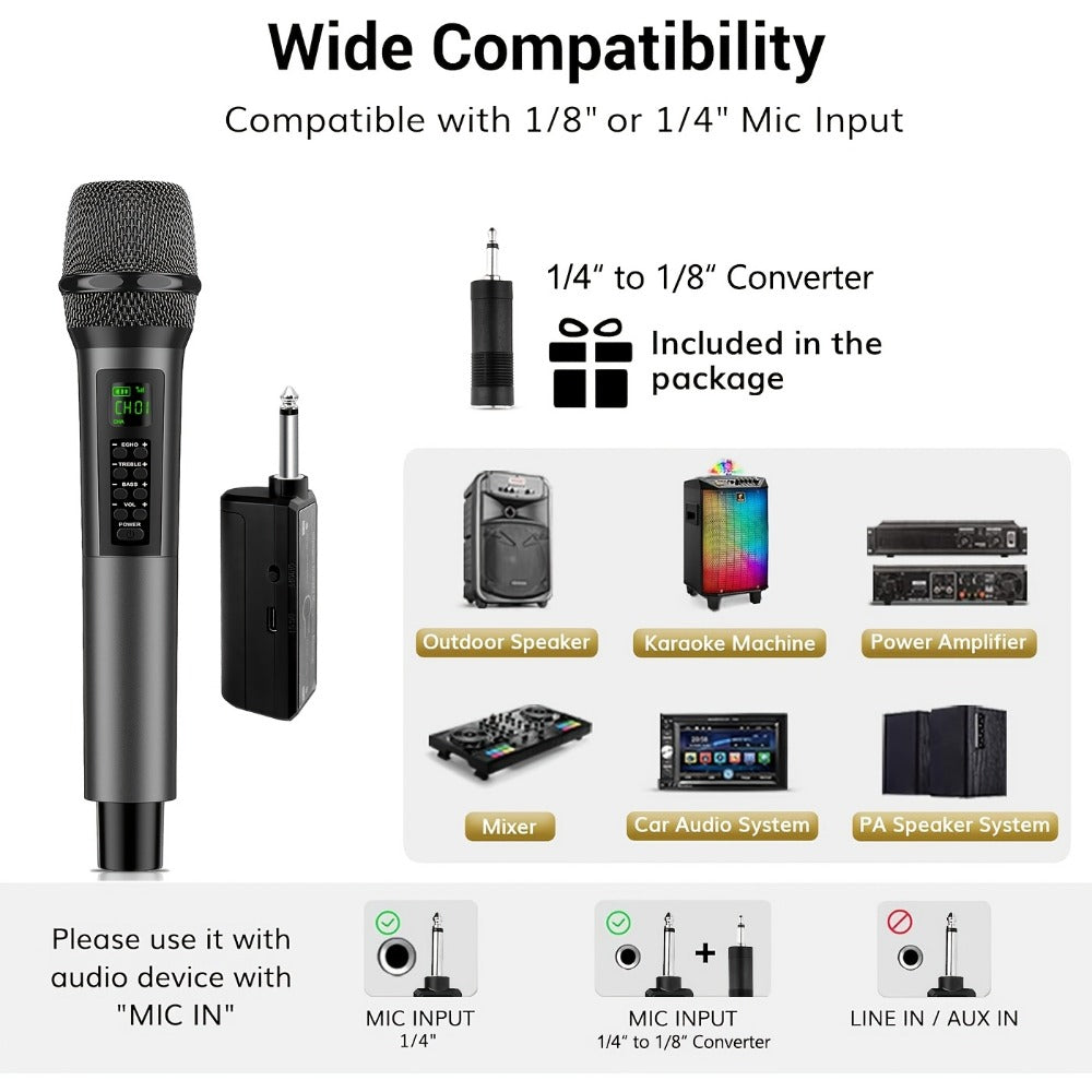 Portable PA Speaker, Dark Gray, Wireless, Dynamic, Dual, Microphones for Parties