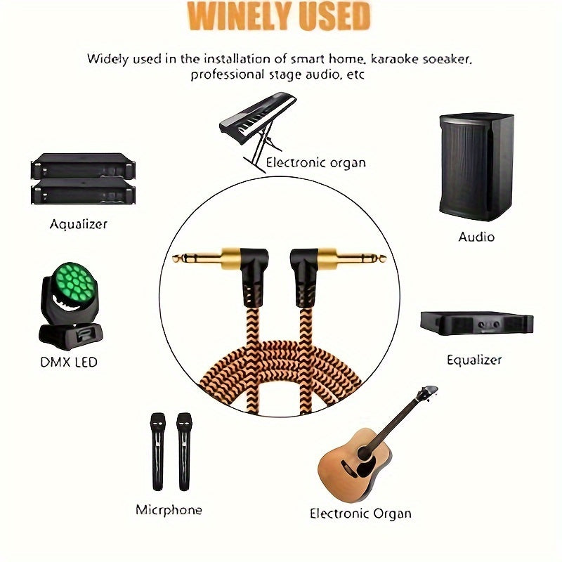 1-Pack LUTREE6.5 Audio Cable Male to Male TRS Two-Channel Balanced Power Amplifier Elbow Audio Cable Connecting Cable Double-Ended Docking Universal, Round Shape, Soft Disk Connectors, Ethernet Cable Type: Cat5e