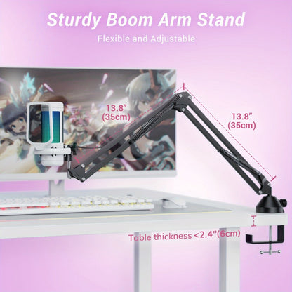 RGB USB Condenser Microphone Kit with Boom Arm, Shock Mount and Pop Filter