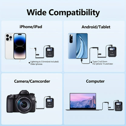 Recording Microphone, Wireless, 2.4 GHz Wireless, 2.4GHz for Recording and Streaming