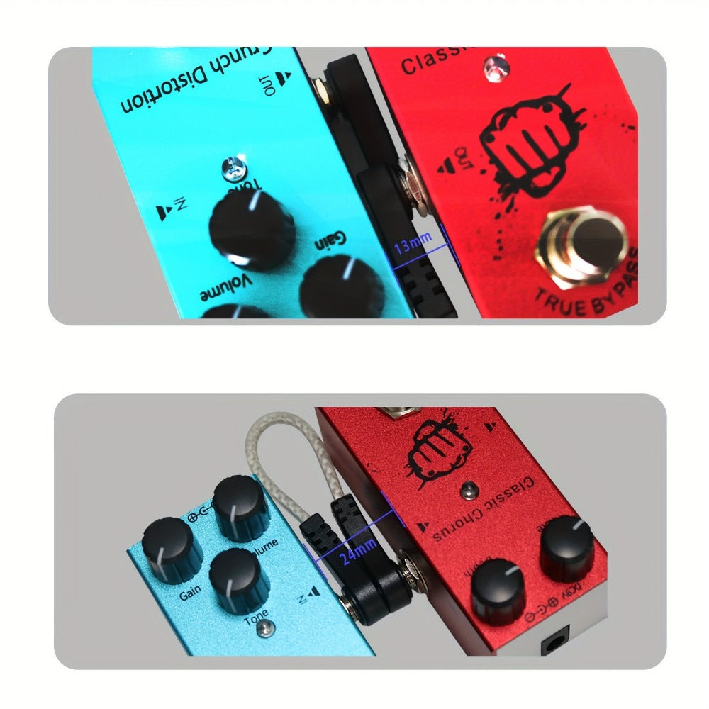 Guitar Pedal Patch Cable Set, Right-Angle 1/4-Inch TS Cords for Pedalboards