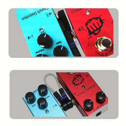 Guitar Pedal Patch Cable Set, Right-Angle 1/4-Inch TS Cords for Pedalboards