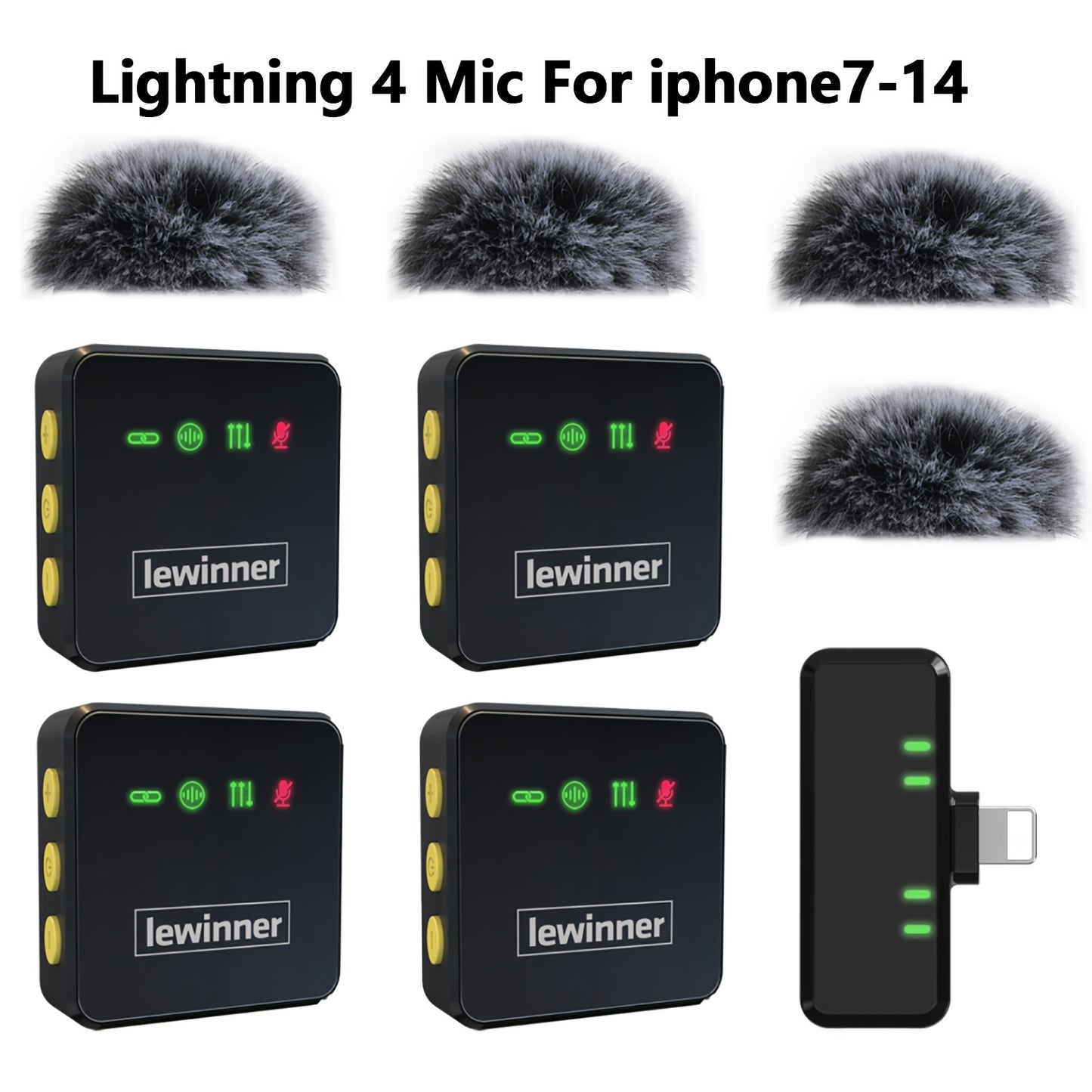 Lewinner New Wireless Lavalier Microphone, 48kHz CD Quality Sound, Professional Noise Reduction Lapel Mic, Wireless Microphone for Vlogging, for Smartphone, Tablet, Laptop.