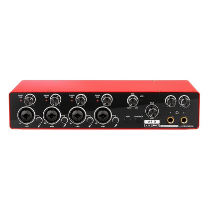Professional 4-Channel Audio Interface Sound Card - Studio Mixer for Electric Guitar Live Recording, 24Bit/ 192Khz High-Resolution, XLR Interface with 48 Phantom Power Supply