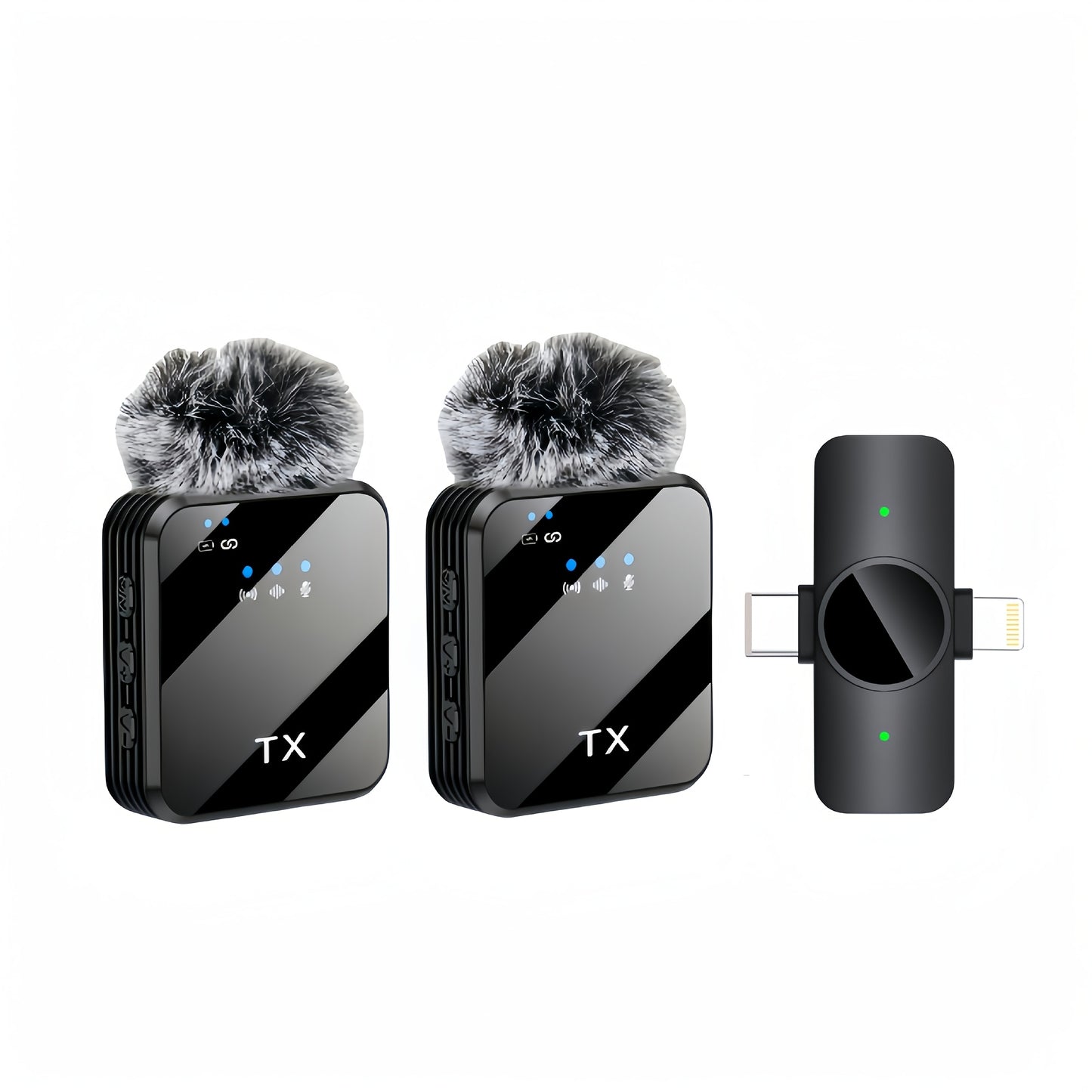 Professional Lavalier Microphone with Intelligent Noise Cancellation, 360° Omnidirectional Condenser, 2-in-1 Lapel Mic with Wind Muff for Content Creation, Live Streaming, Interview, Recording, Vlogging - USB-C/IOS, 2.4G/5G Connection