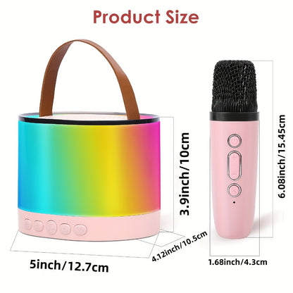 Portable Karaoke Speaker with 2 Wireless Mics, LED Lights and TWS