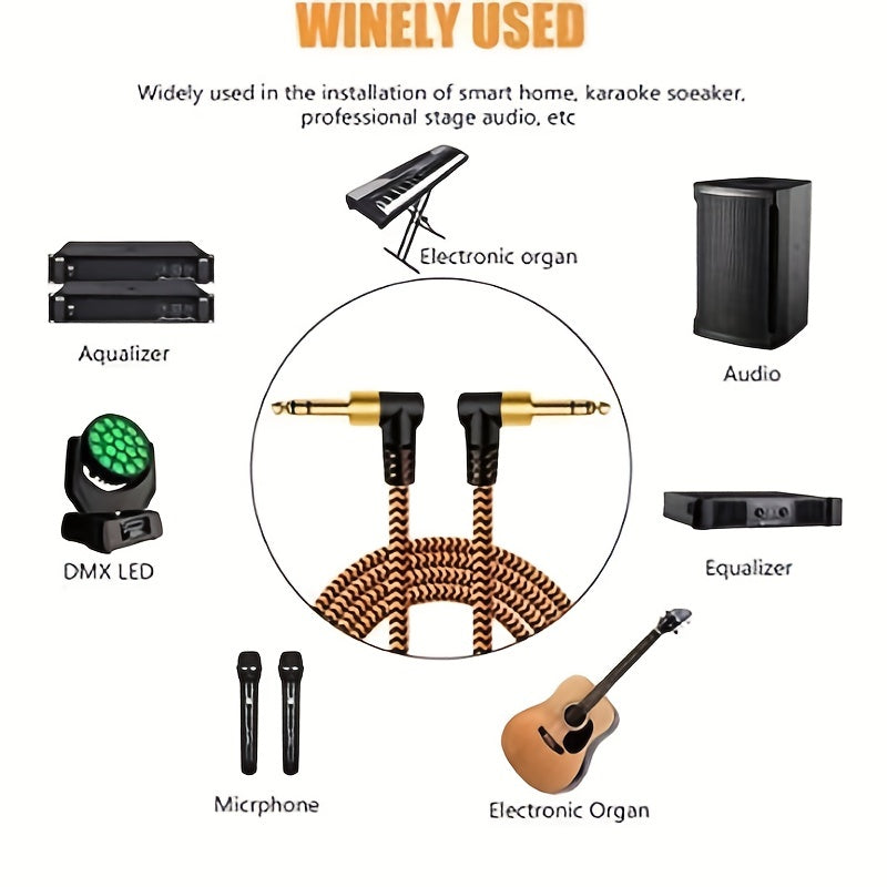 1-Pack LUTREE6.5 Audio Cable Male to Male TRS Two-Channel Balanced Power Amplifier Elbow Audio Cable Connecting Cable Double-Ended Docking Universal, Round Shape, Soft Disk Connectors, Ethernet Cable Type: Cat5e