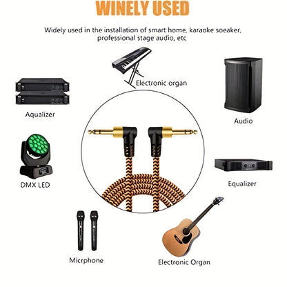 1-Pack LUTREE6.5 Audio Cable Male to Male TRS Two-Channel Balanced Power Amplifier Elbow Audio Cable Connecting Cable Double-Ended Docking Universal, Round Shape, Soft Disk Connectors, Ethernet Cable Type: Cat5e