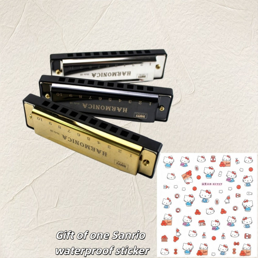 Blues Harmonica, Golden, Professional, Hole, C-Key for Blues Practice