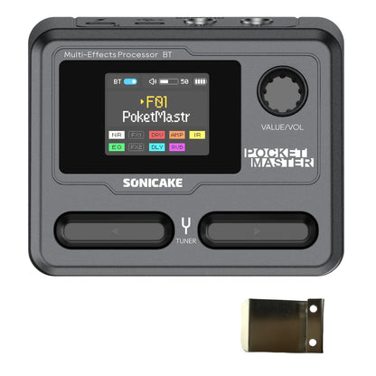 SONICAKE Pocket Master Guitar Modeling IR Cabinets Simulation Multi-Effects(English Version with 1pc Belt Clip)