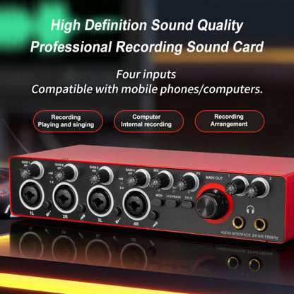 USB Audio Interface, 192Khz, Professional, 4-Channel, Sound for Recording and Streaming