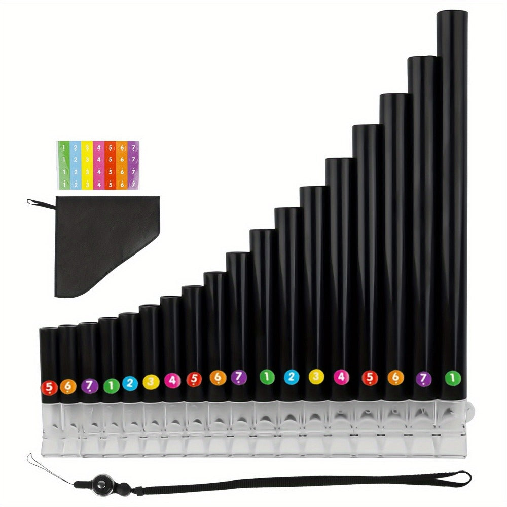 Pan Flute, 1pc, 18-Bar, Black for Lessons and Practice for Home Practice, Rehearsal