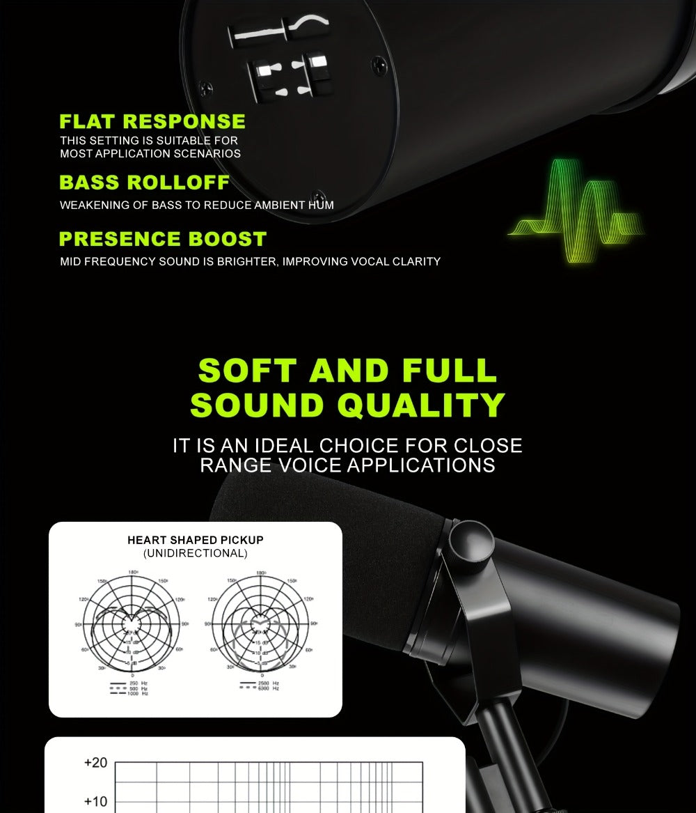 Recording Microphone, Dynamic, Professional, SM7B for Recording and Streaming