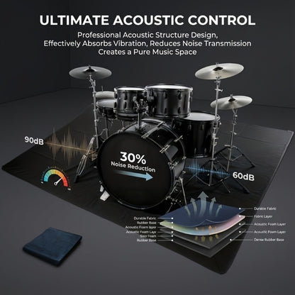 Non-Slip Drum Mat, 47 x 63-Inch Floor Pad for Acoustic and Electronic Kits