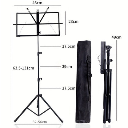 Folding Music Stand, Portable, Foldable, 2-in-1 for Holding Sheet Music For Lessons