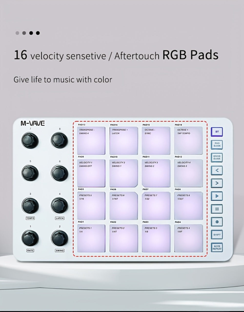 MIDI Pad Controller, USB, Wireless, Professional-Grade, Multi-Effects for Music Production