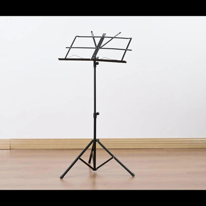 Folding Music Stand | Portable Sheet Music Holder With Adjustable Height & 360° Tilt, Lightweight & Foldable, Stable Tripod Base, Carrying , Dual-Use Desktop Book Stand For Students, Musicians, Guitar, Piano & Violin Practice, Alloy