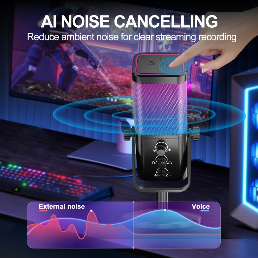 Recording Microphone, RGB, USB, Gaming, Game for Recording and Streaming