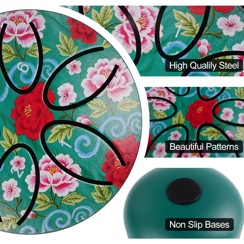 Mini Portable Steel Tongue Drum, 3 Inches with 6 Tones - a Beginner-Friendly Handheld Percussion Instrument Made of Carbon Steel, Includes Drumsticks And Sheet Music, Perfect Musical Gift for Celebrations Like Carnivals, Weddings, Christmas