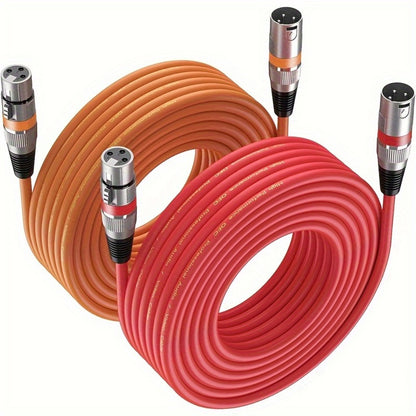 2-Pack 5-Meter XLR Microphone Cables, 3-Pin Male to Female Audio Cords