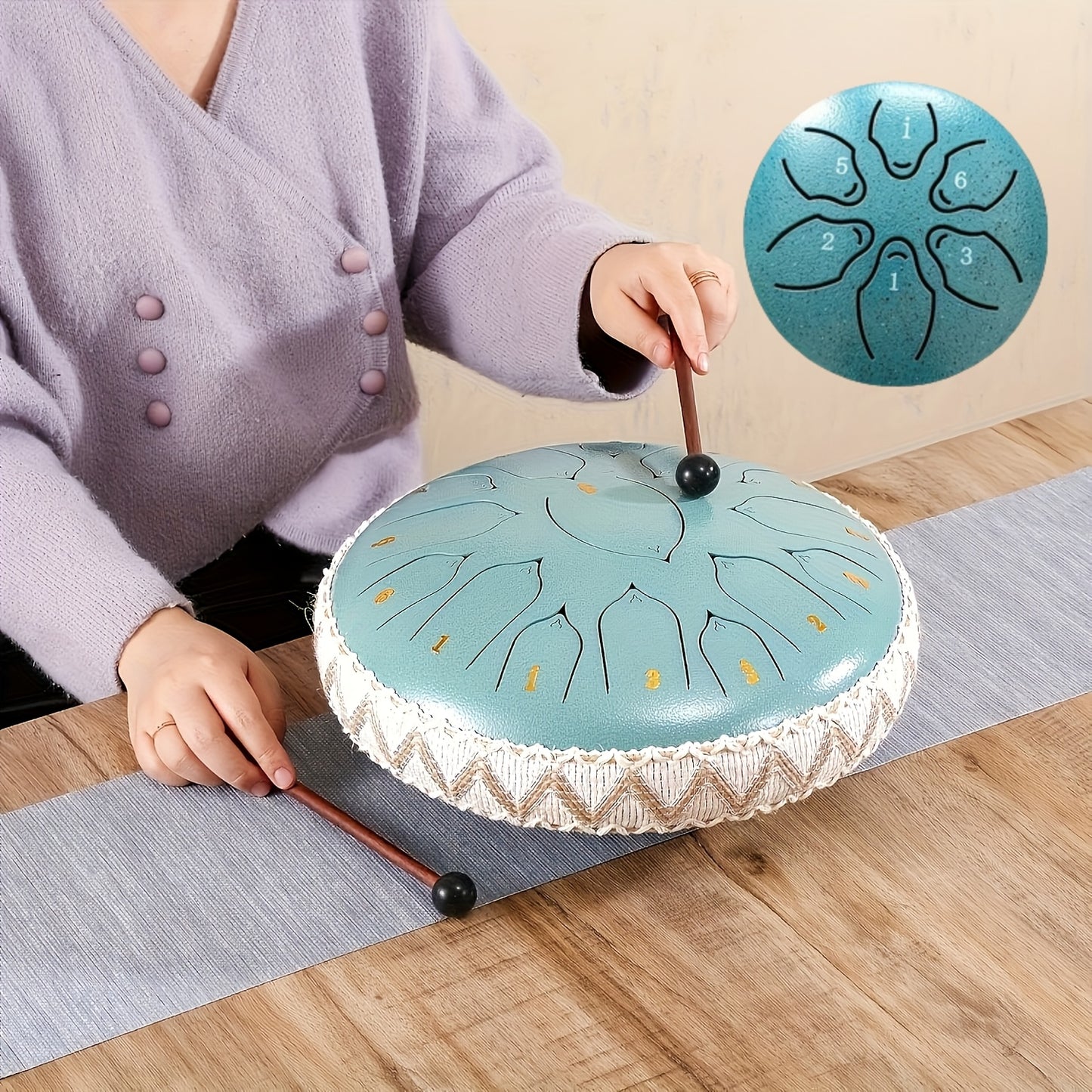 1/6pcs, Bass Drum, Outdoor Garden Rain Drum Air Pulse Drum for Outdoor Rain, Rain Drum And Rain Bell, Garden Instrument Rain Drum, Outdoor Air Pulse Rain Drum for Healing And Meditation (Additions: Cardboard Box, Cloth Bag, Sheet Music, Drumsticks)