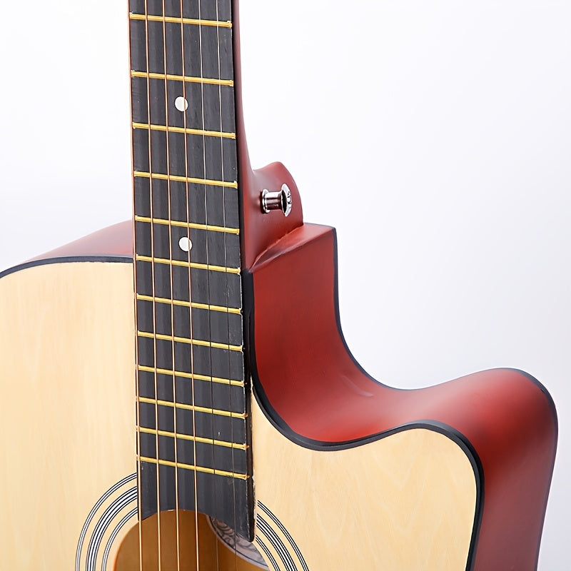 Full-Size Complete Acoustic Guitar for Beginners with (Strings,, Capo, Picks) - 38-Inch Full-Size Guitar Suitable for Beginners, Ideal as a Christmas Gift - -to-Play Instrument with Matte & Wood
