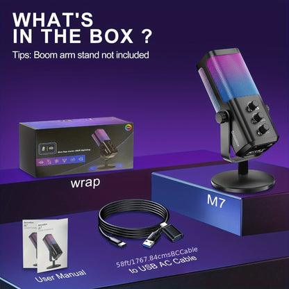 Recording Microphone, RGB, USB, Gaming, Game for Recording and Streaming