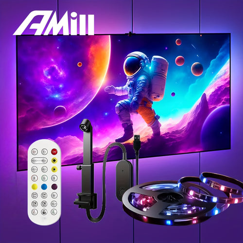 AMILL 149.6INCH LED Office Cabinet Light with TV Intelligent Fill Light, Remote Control Operation Suitable for 55-65 Inch TV, Suitable for Office TV Atmosphere Decoration