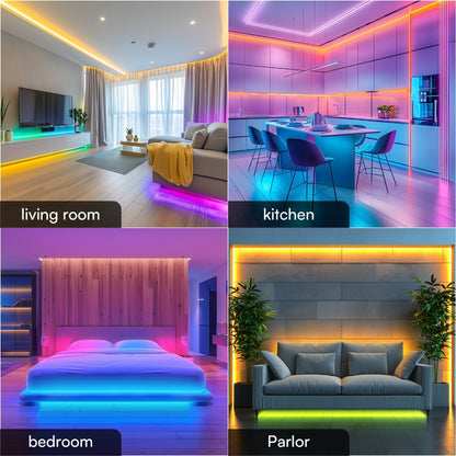 Smart LED Light Strip, 50/100-Foot RGB Set with App, Timer and Music Sync