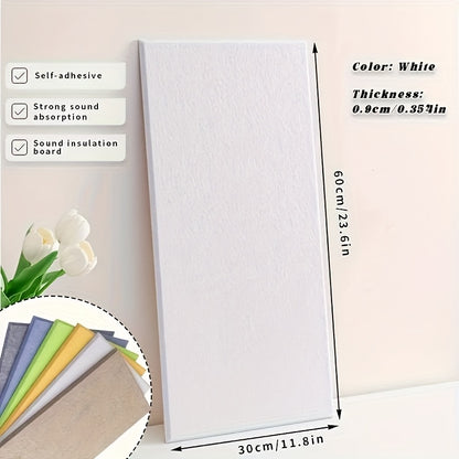 Set of 6 High-Density Acoustic Foam Panels Measuring 12X24X0.4 Inches, Available in Blue, Green, Yellow, Brown, And White. These Self-Adhesive Soundproof Wall Tiles Are Perfect for Enhancing The Decor of Homes, Offices