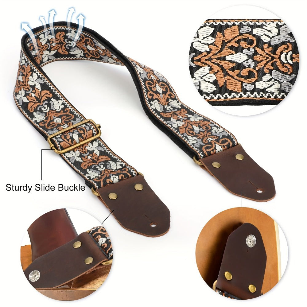 Jacquard Guitar Strap, 2-Inch Adjustable Strap with Picks and Locks