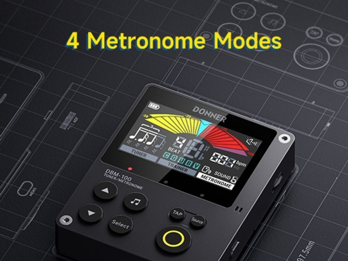 Portable Digital Metronome with Four Modes and Rhythm Trainer for Musicians